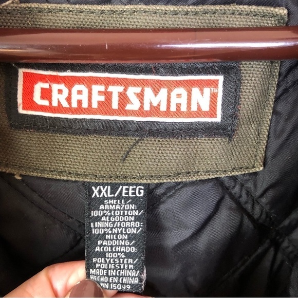 Craftsman gray green chore coat hood quilted lining XXL - Picture 5 of 15